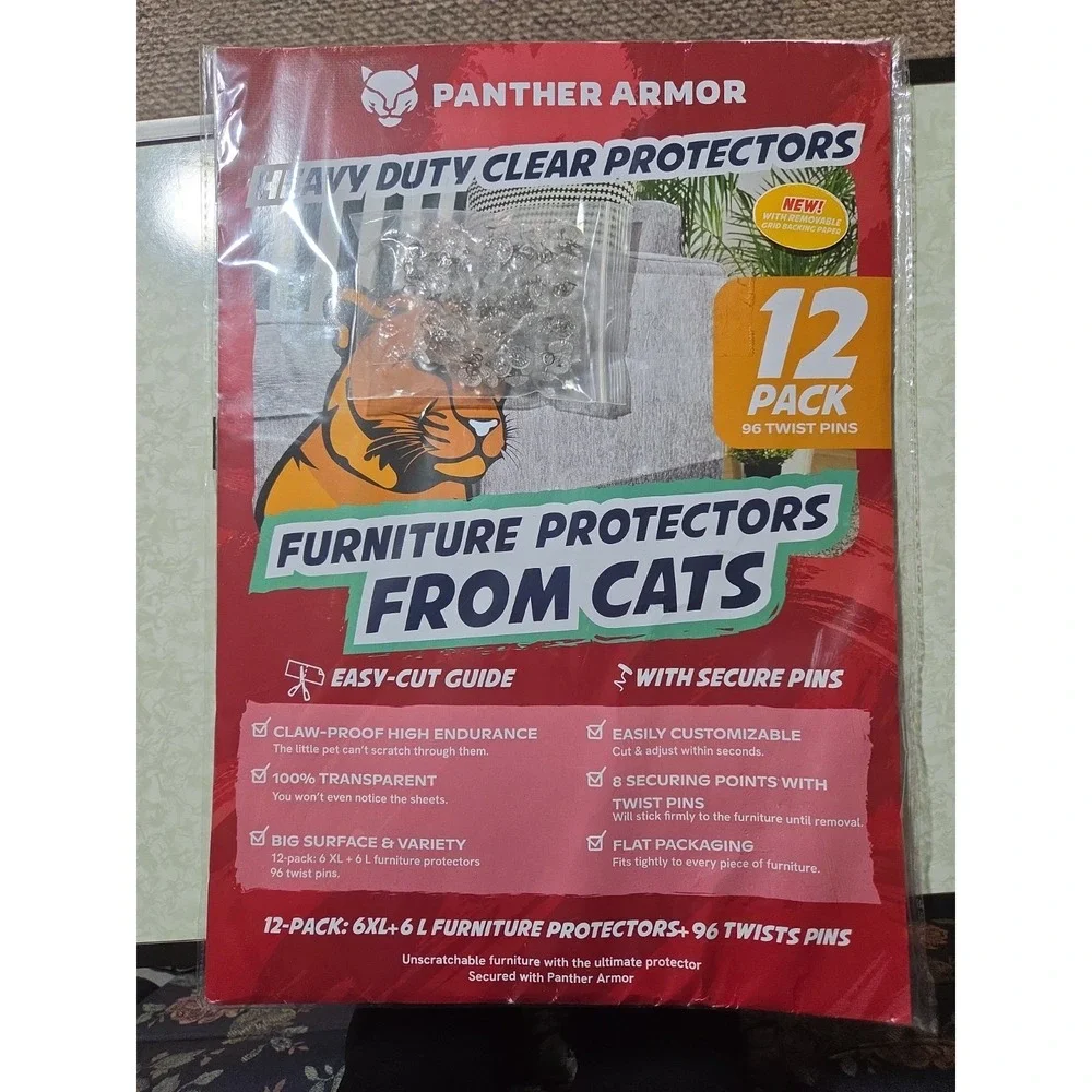 Panther Armor Heavy Duty Clear Furniture Protectors From Cats 12 Pack